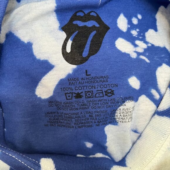 Rolling Stones 1962 Bleach Tie Dye TShirt Unisex Blue White NEW Men's Size Large - Picture 2 of 3
